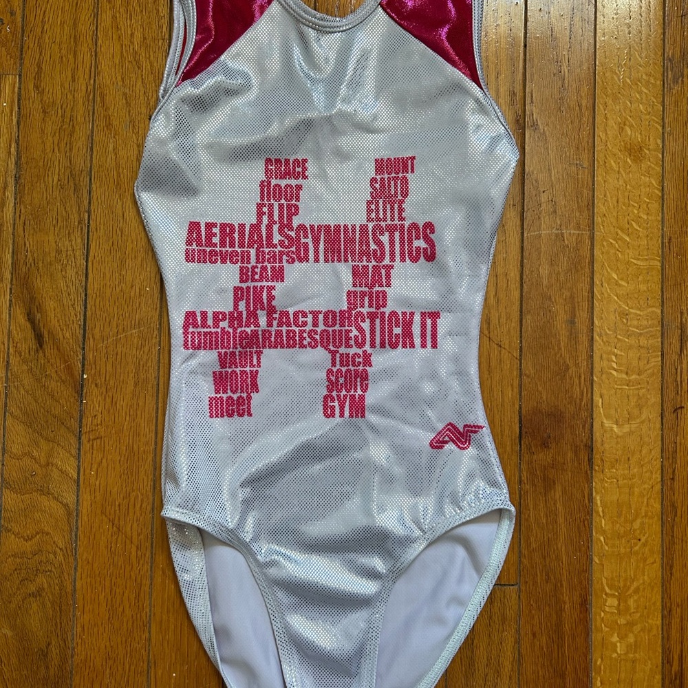 Silver and Pink Gymnastics Leotard